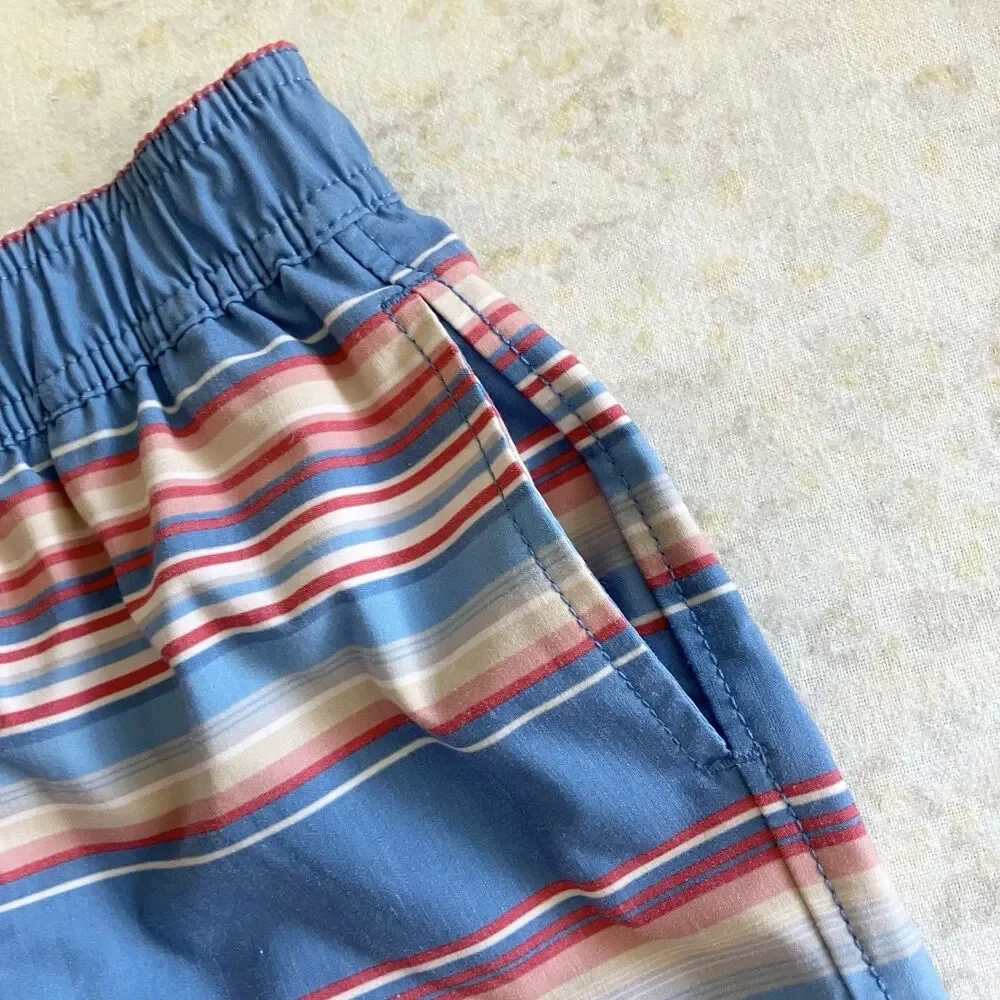 Faherty Board Shorts Swim Trunks Boys Sz 4T Blue Striped Retro Classic Pockets